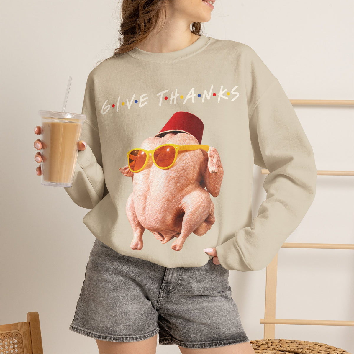 Thanksgiving FRIENDS Turkey Crewneck Sweatshirt Printify