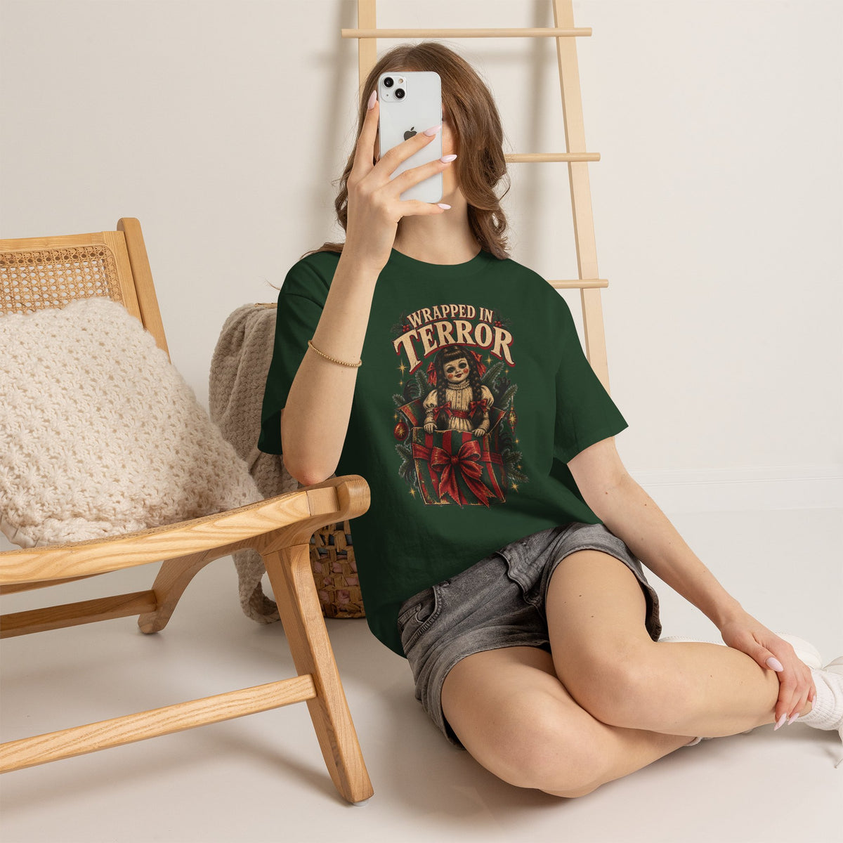 Haunted Doll Christmas Tee Printify
