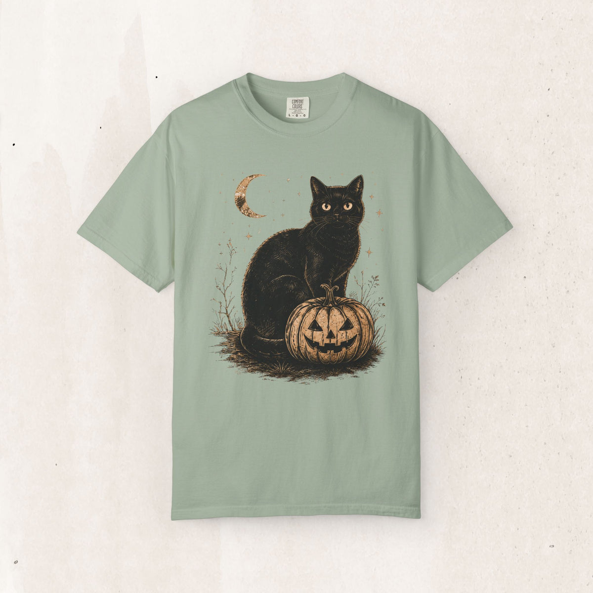 Halloween Black Cat & Pumpkin Tee