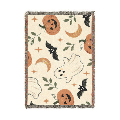 Halloween Ghost & Pumpkin Woven Blanket