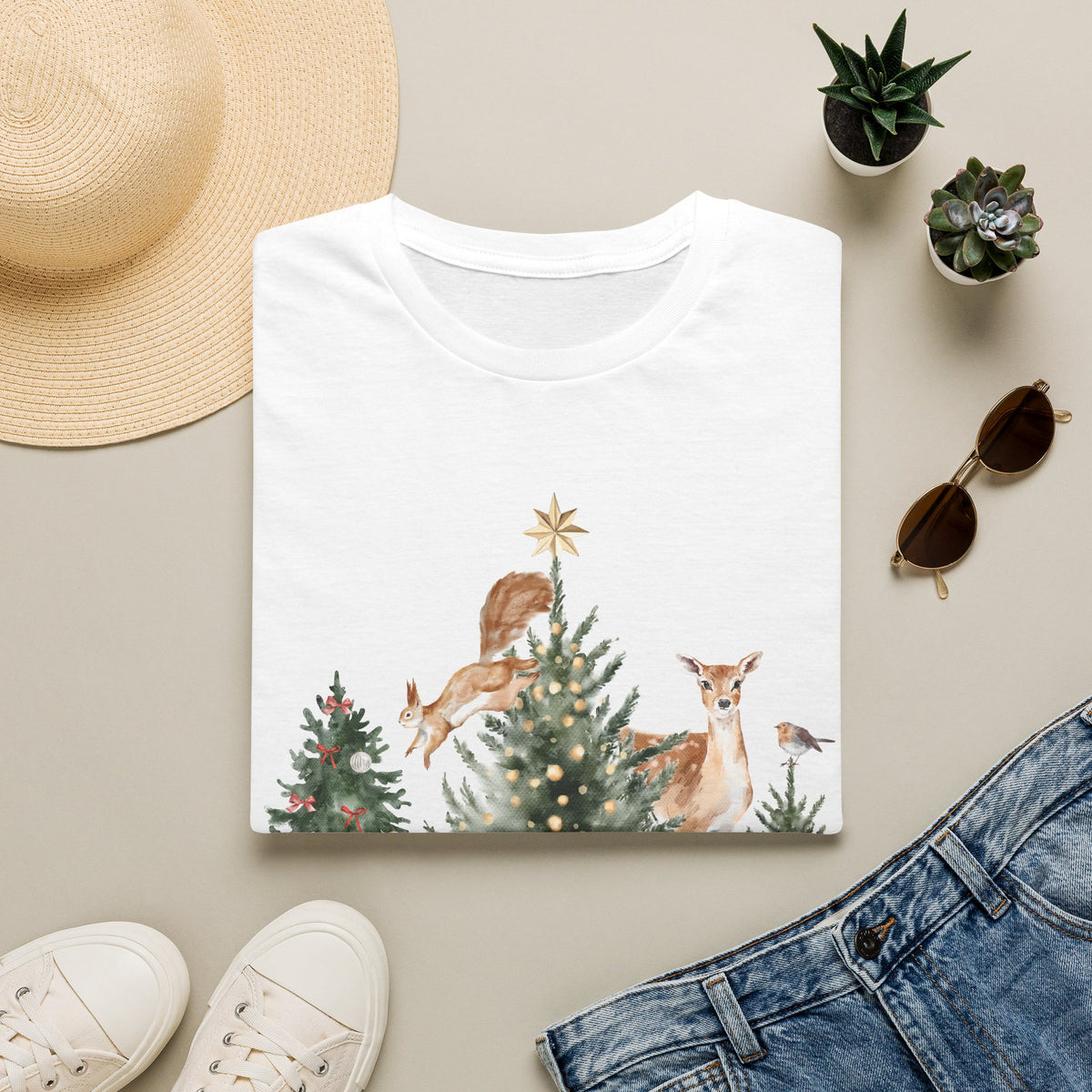 Woodland Deer Christmas Tee