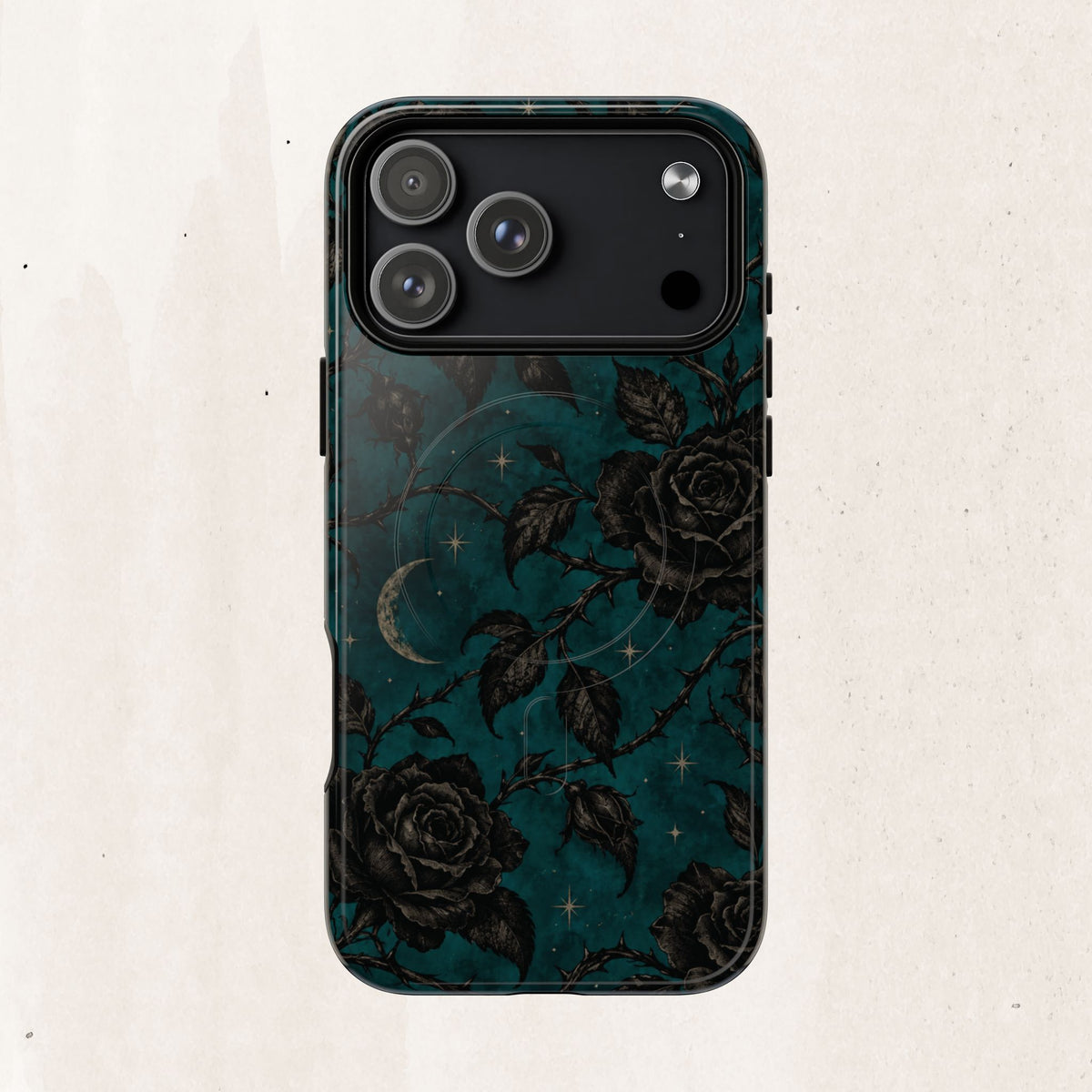 Teal Moon & Black Rose Tough Protective Case