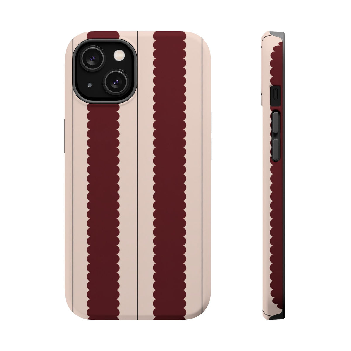 Burgundy Scallop Stripe Magnetic Phone Case, alternate view