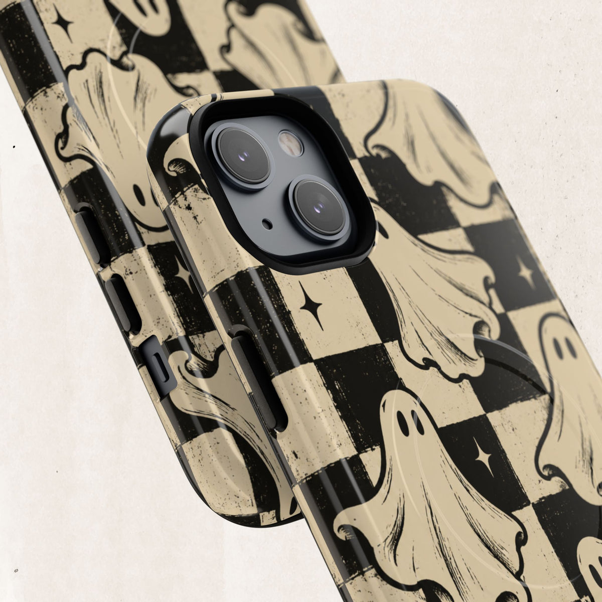 Ghost Checker Tough Magnetic Phone Case — Retro Spooky iPhone Cover Printify