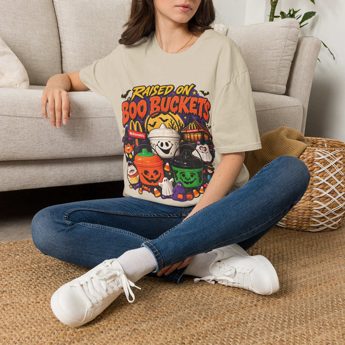 Raised On Boo Buckets Tee in Sand, alternate view