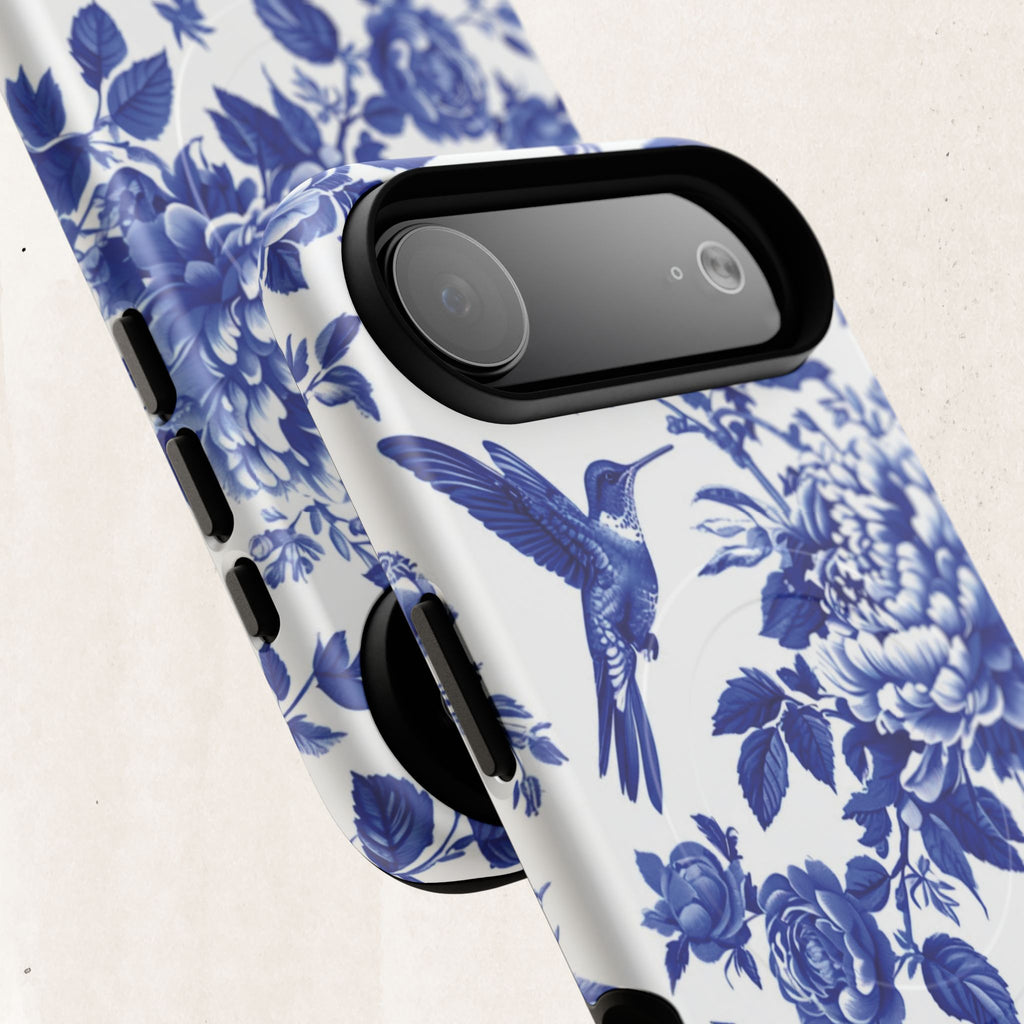 Blue Floral Bird Tough Magnetic Phone Case