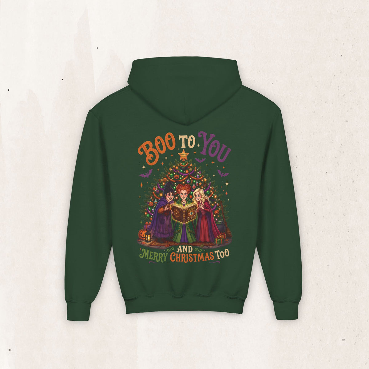 Youth Hoodie — “Boo to You and Merry Christmas Too” Sanderson Sisters