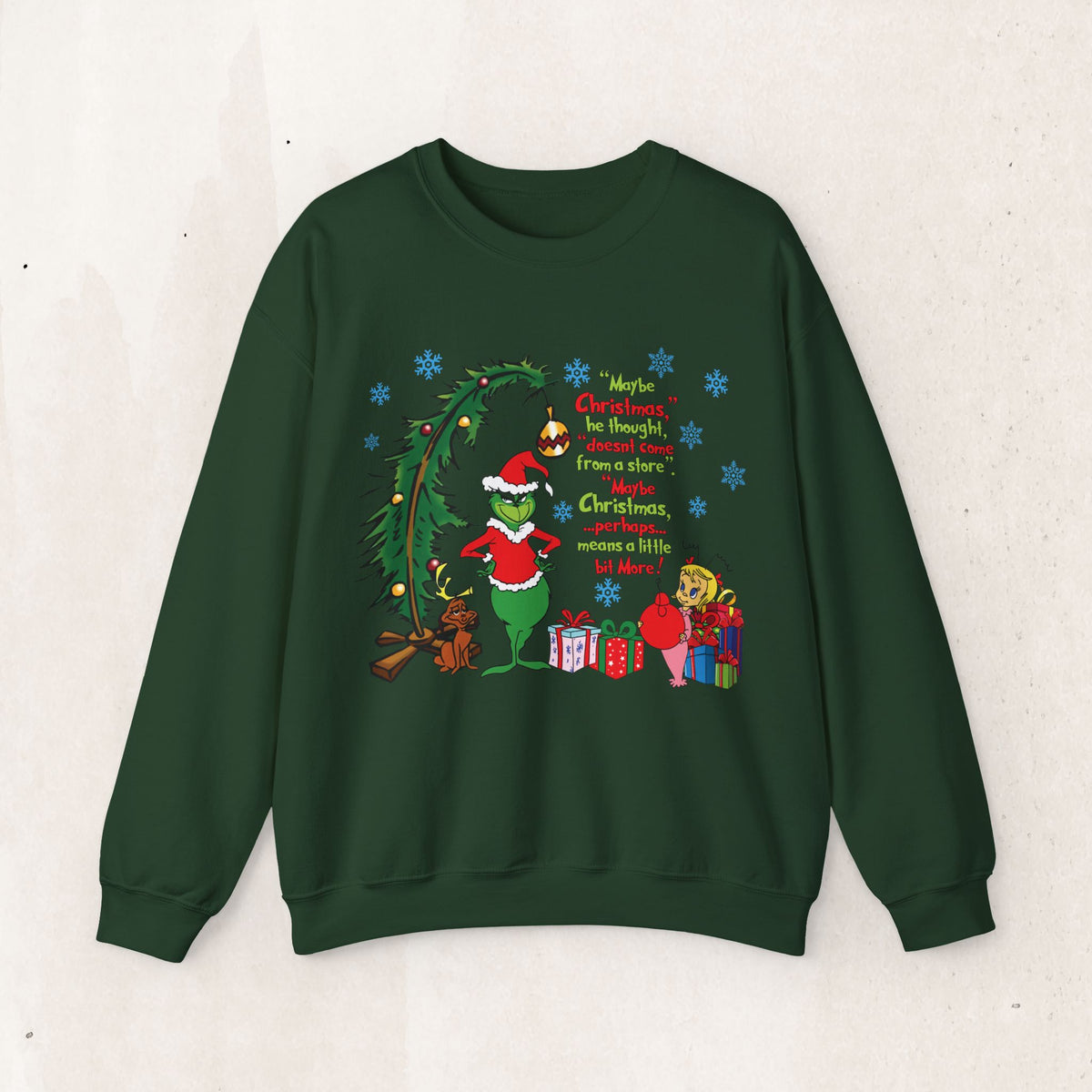 Christmas Tree and Snowman Sweatshirt, Festive Holiday Crewneck