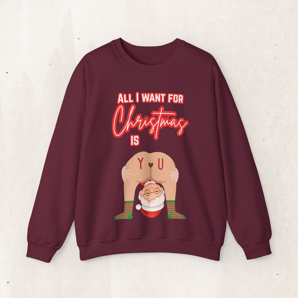 All I Want for Christmas Mrs. Claus Couples Sweatshirt – Maroon