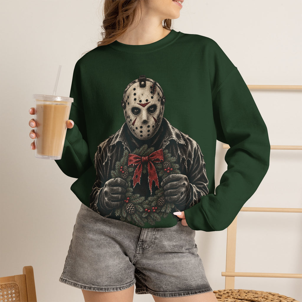 Jason Vorhees Christmas Wreath Crewneck Sweatshirt