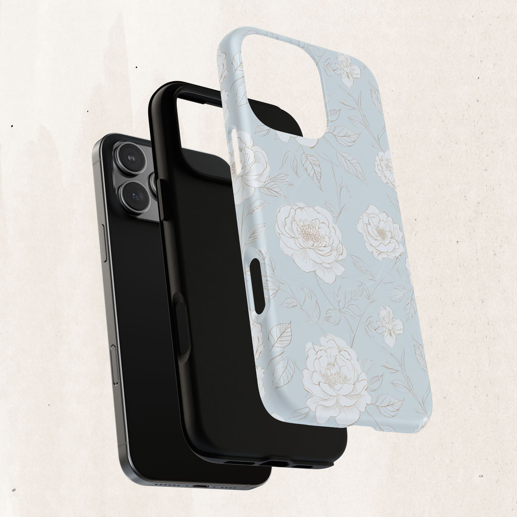 Blue Floral Tough Magnetic Phone Case