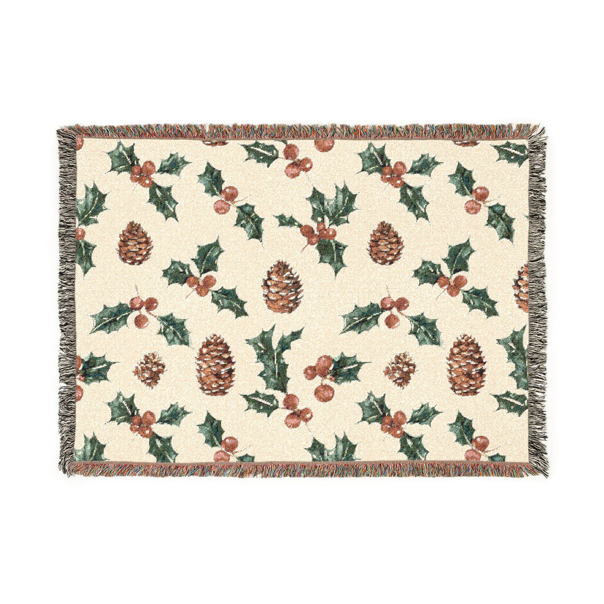 Pinecone & Holly Woven Blanket