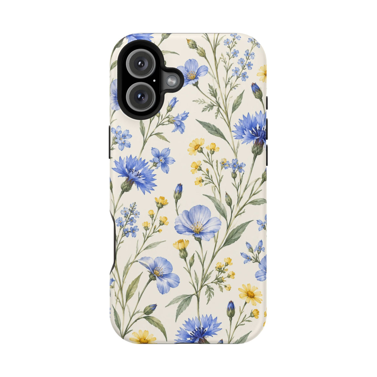 Floral Blue Cornflower Tough Magnetic Phone Case, alternate view
