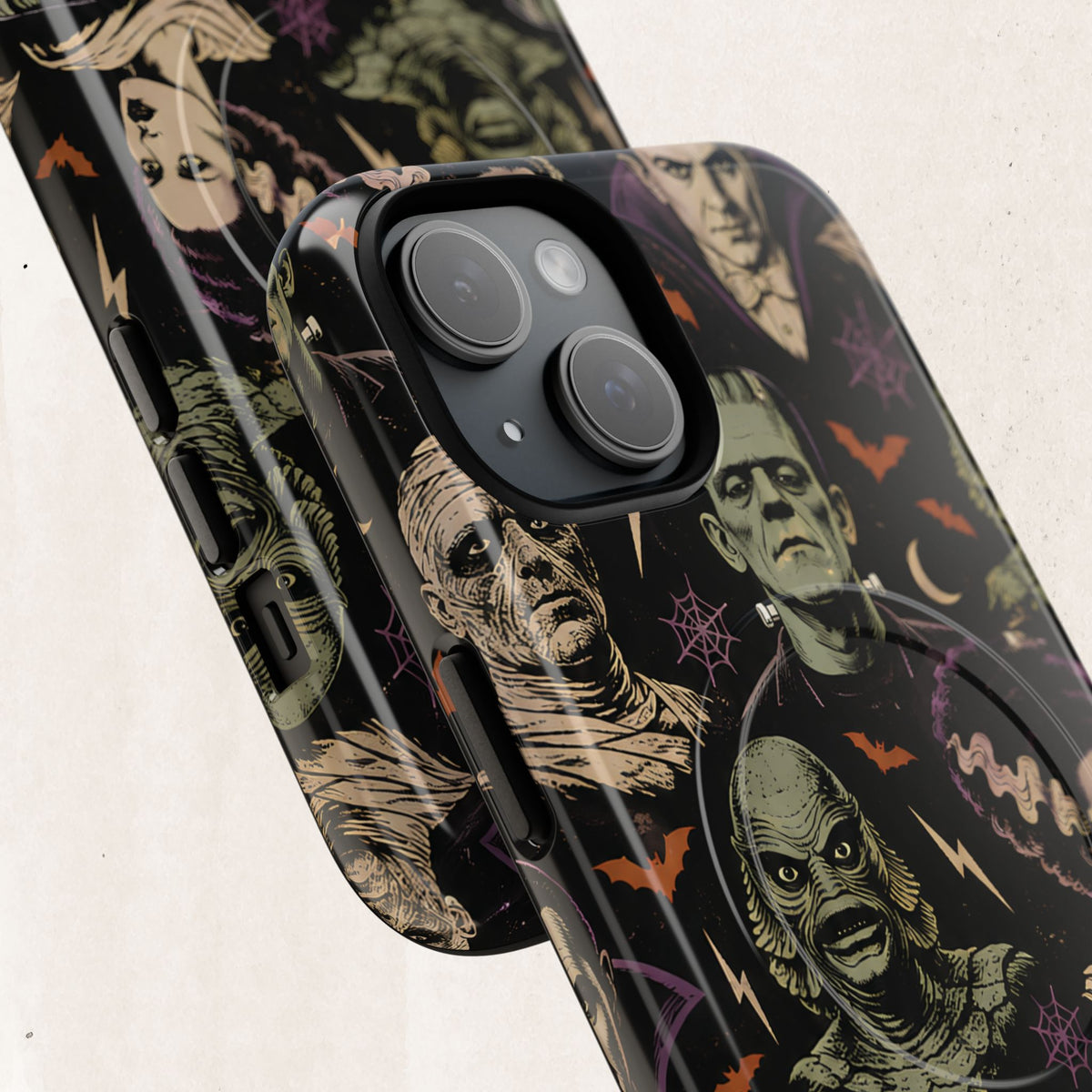 Monster Mash Magnetic Phone Case — Retro Classic Horror Collage