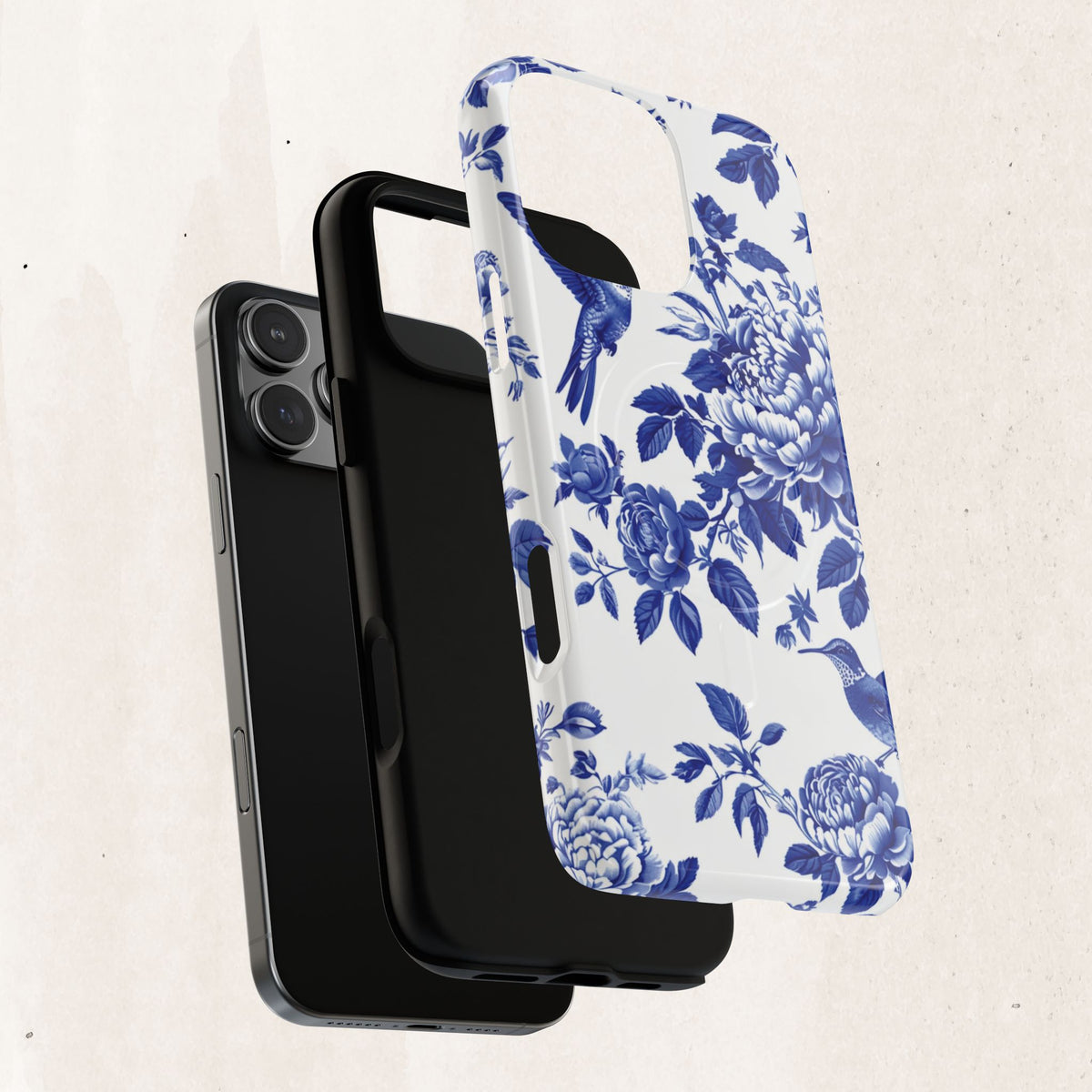 Blue Floral Bird Tough Magnetic Phone Case