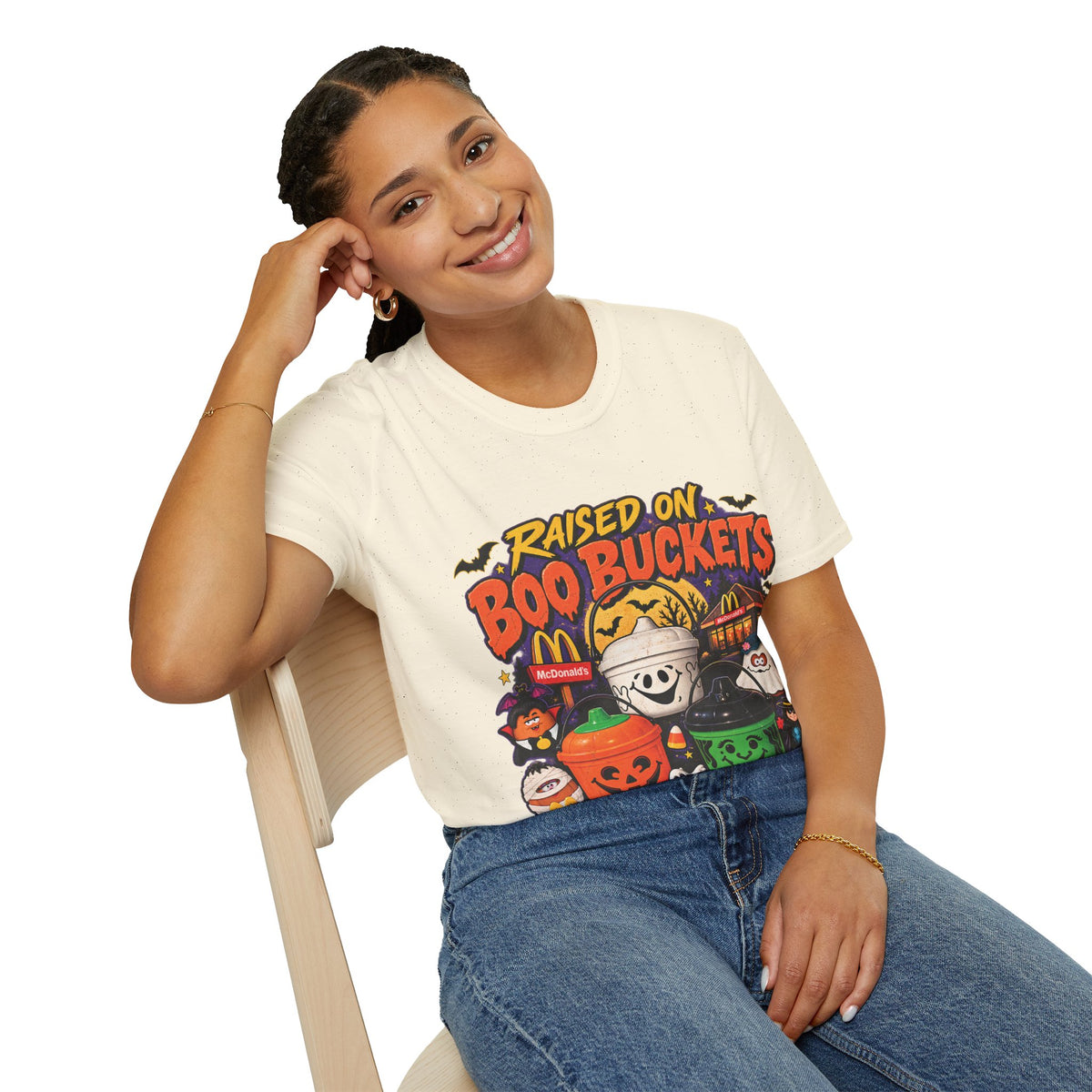 Raised On Boo Buckets Tee in Dark Heather, alternate view