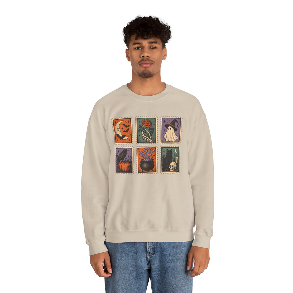 Vintage Spooky Stamp Panel Sweatshirt