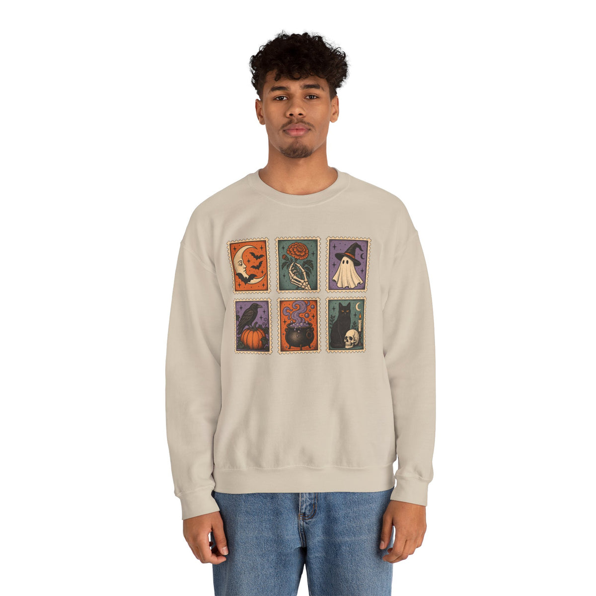 Vintage Spooky Stamp Panel Sweatshirt