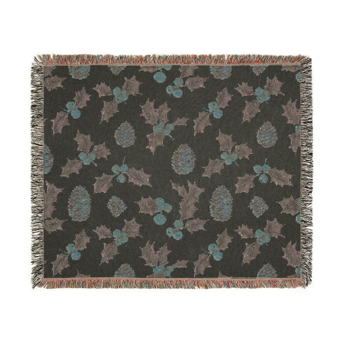 Pinecone & Holly Woven Blanket