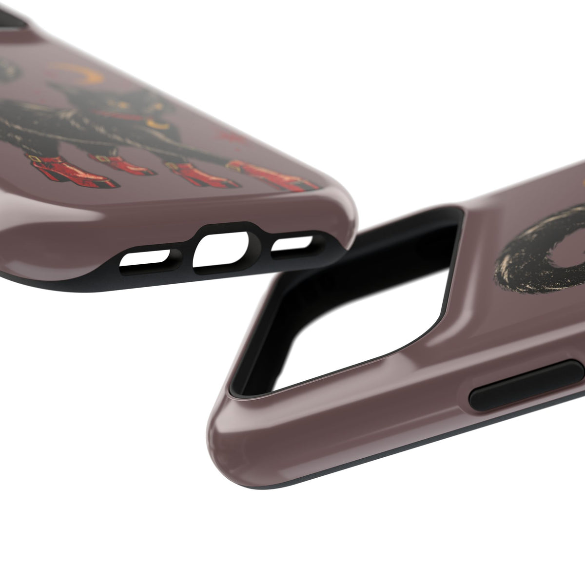 Black Cat in Red Boots MagSafe Phone Case, alternate view
