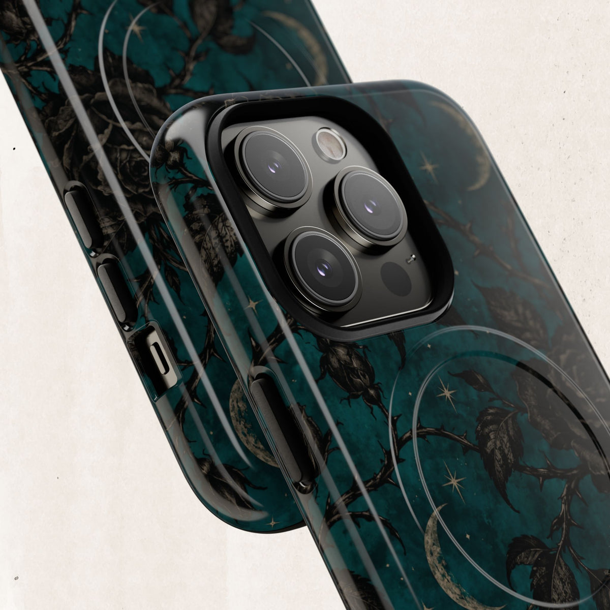 Teal Moon & Black Rose Tough Protective Case