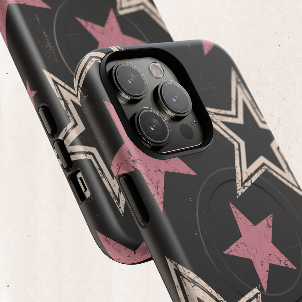 Magnetic Phone Case — Pink Retro Stars Tough Protective Cover Printify