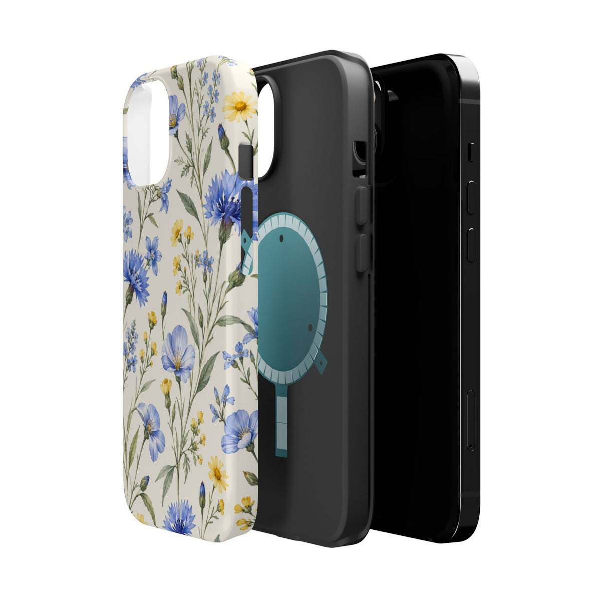 Floral Blue Cornflower Tough Magnetic Phone Case, alternate view
