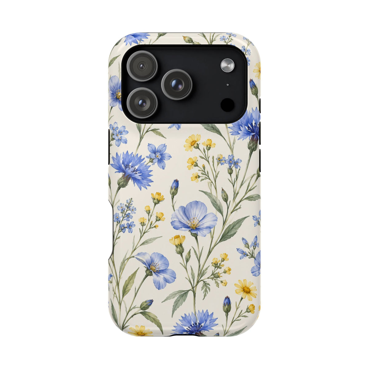 Floral Blue Cornflower Tough Magnetic Phone Case, alternate view