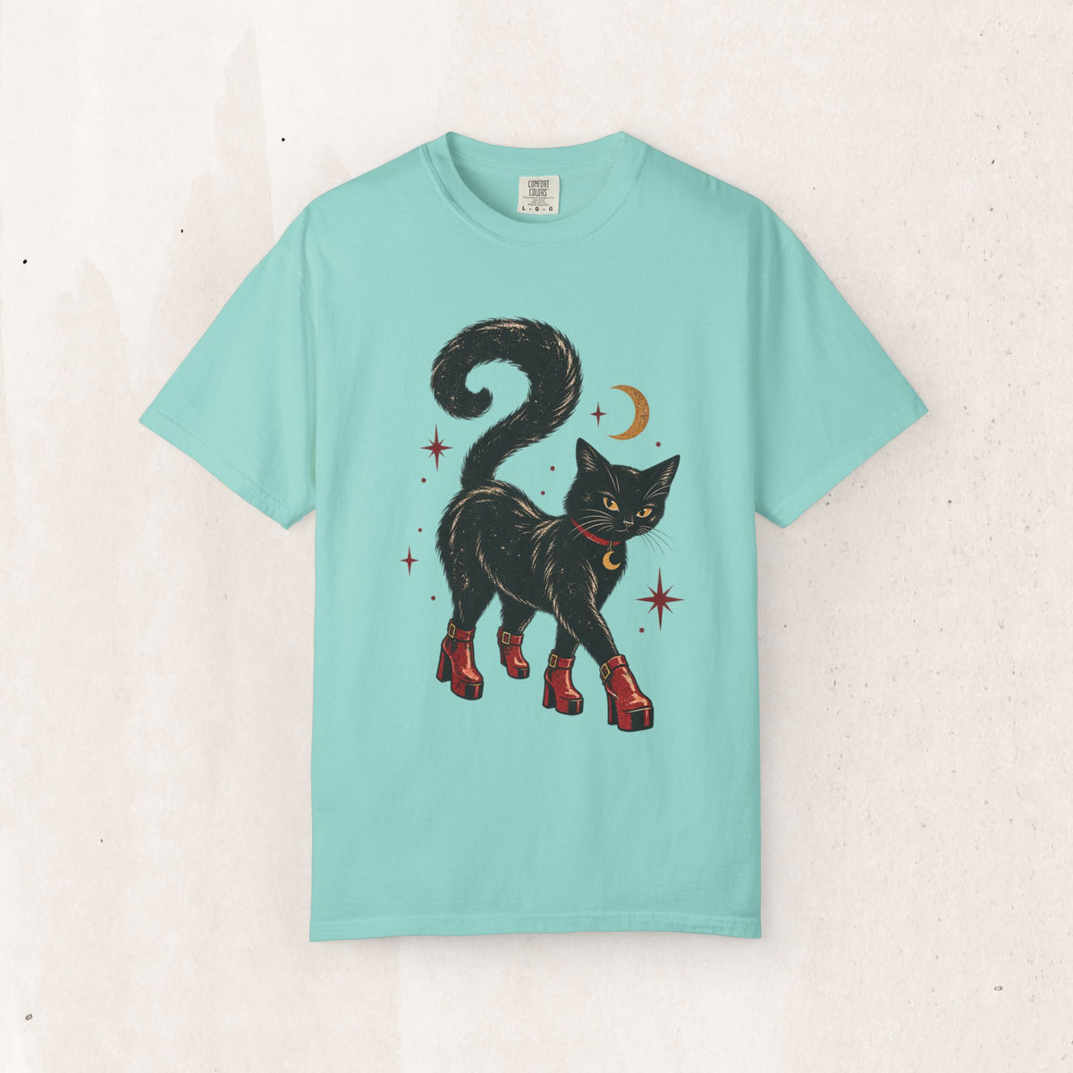Witchy Cat in Red Boots - Graphic Tee