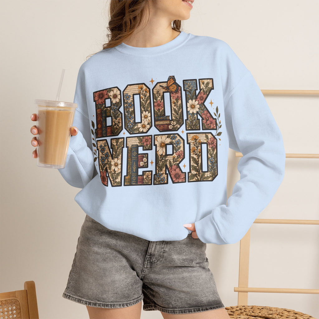 Floral Book Nerd Crewneck Sweatshirt
