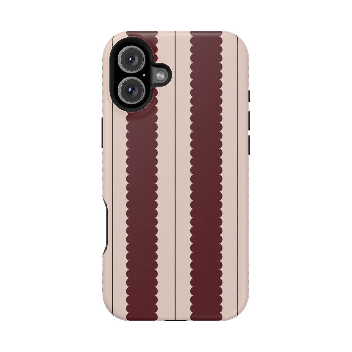 Burgundy Scallop Stripe Magnetic Phone Case, alternate view