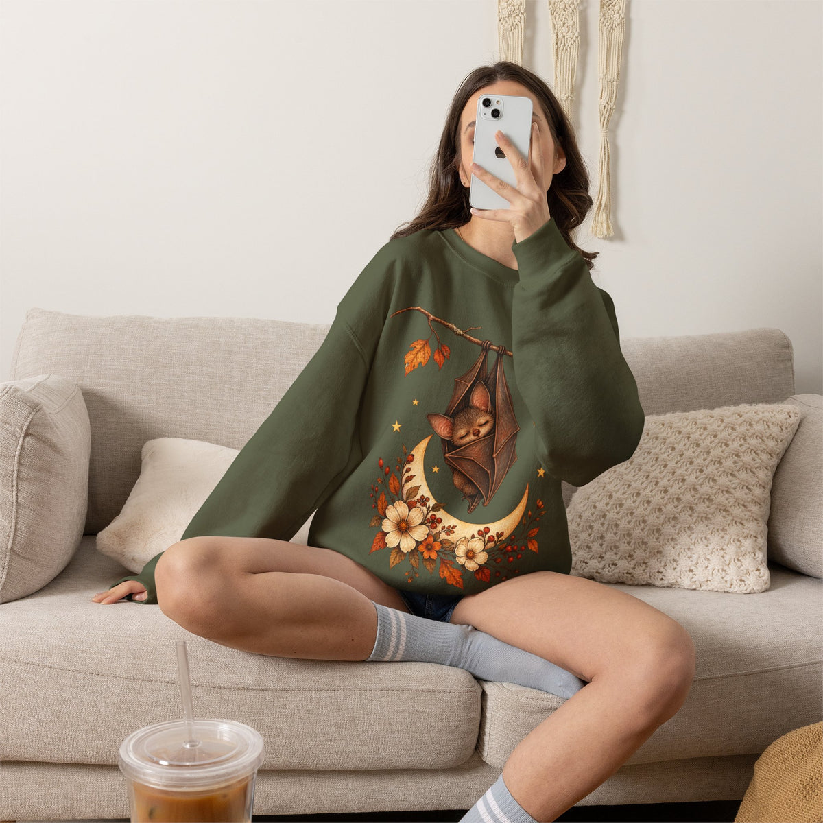 Autumn Bat Moon Crewneck Sweatshirt