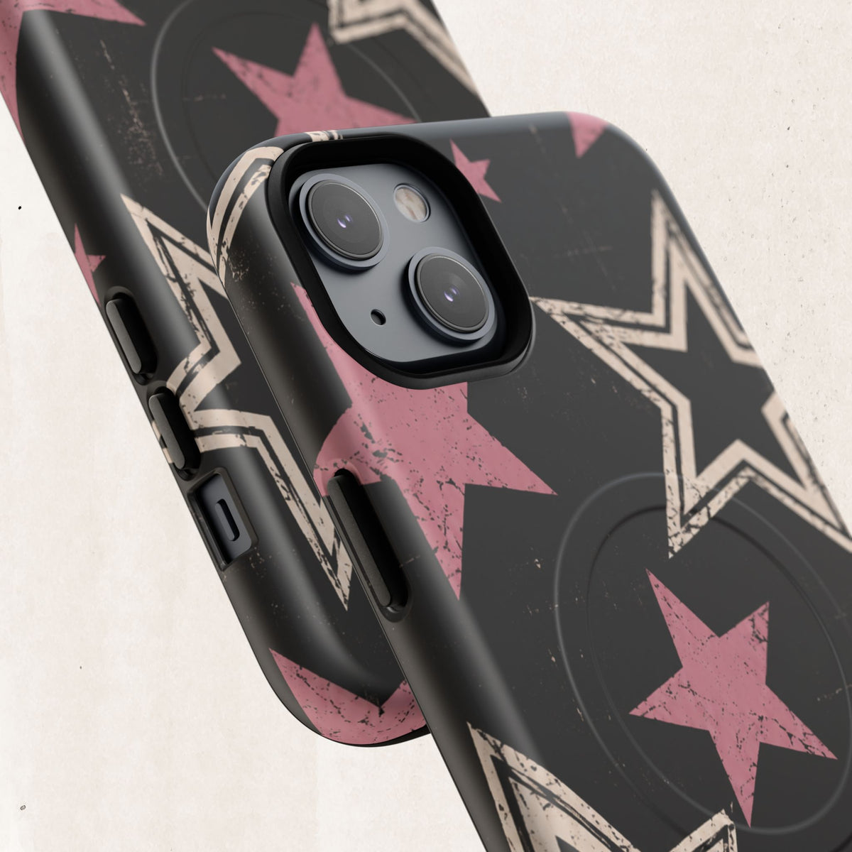 Magnetic Phone Case — Pink Retro Stars Tough Protective Cover Printify