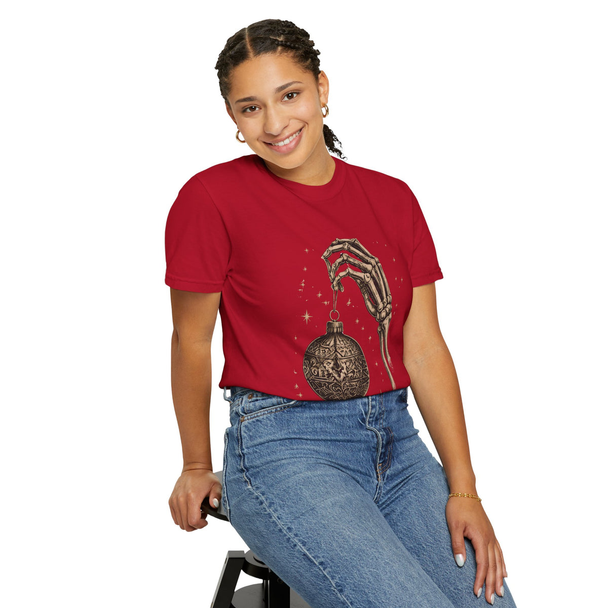 Skeleton Hand Holding Ornament Tee Printify