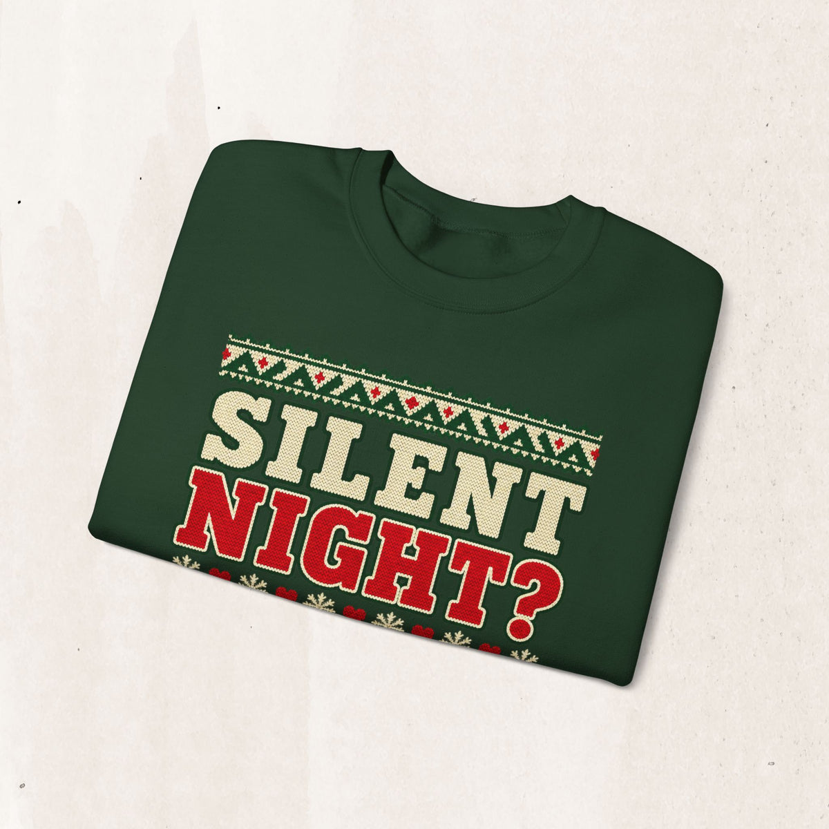 Silent Night? Yeah Right Christmas Crewneck Sweatshirt in Red, alternate view