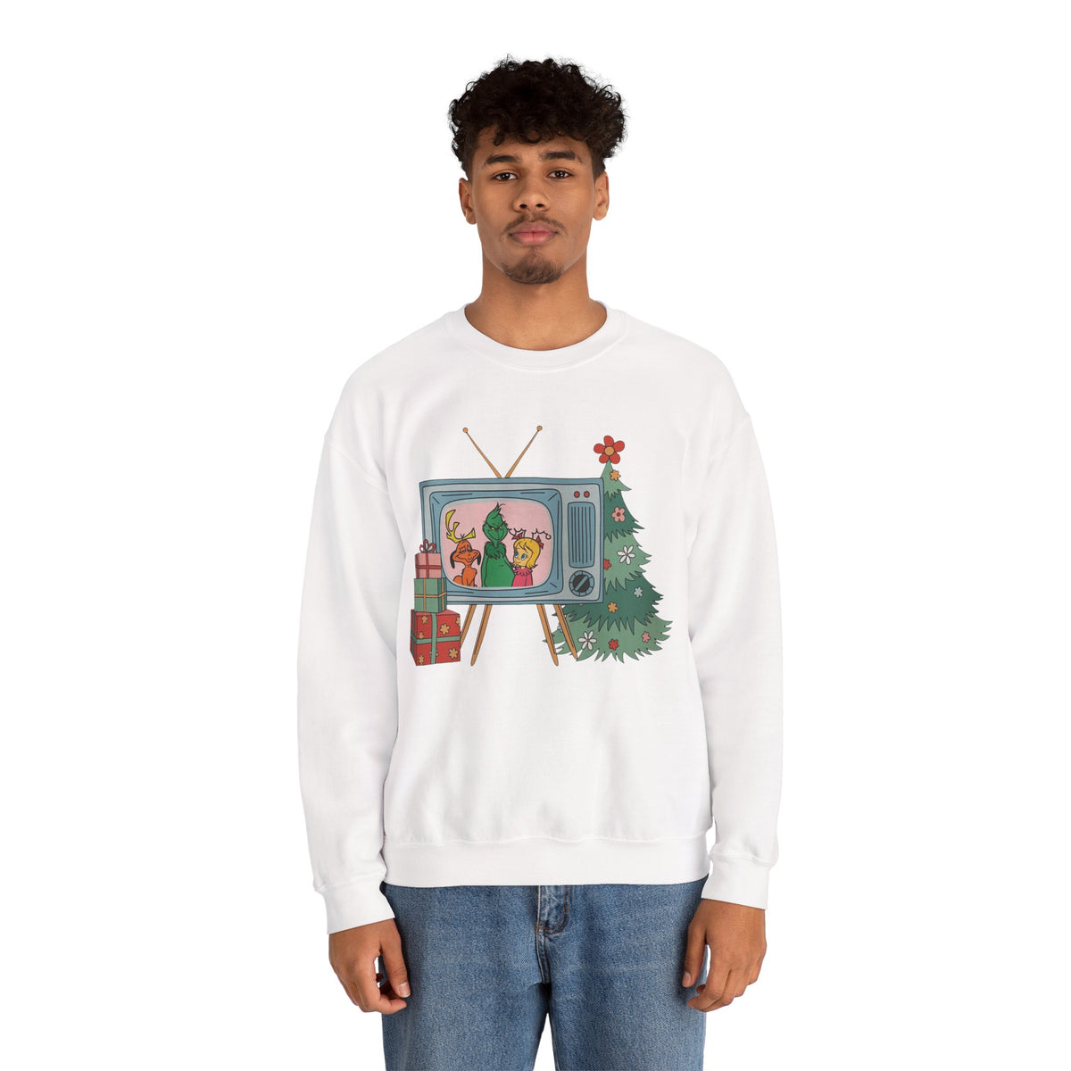 Vintage Christmas TV Sweatshirt, Retro Christmas Crewneck