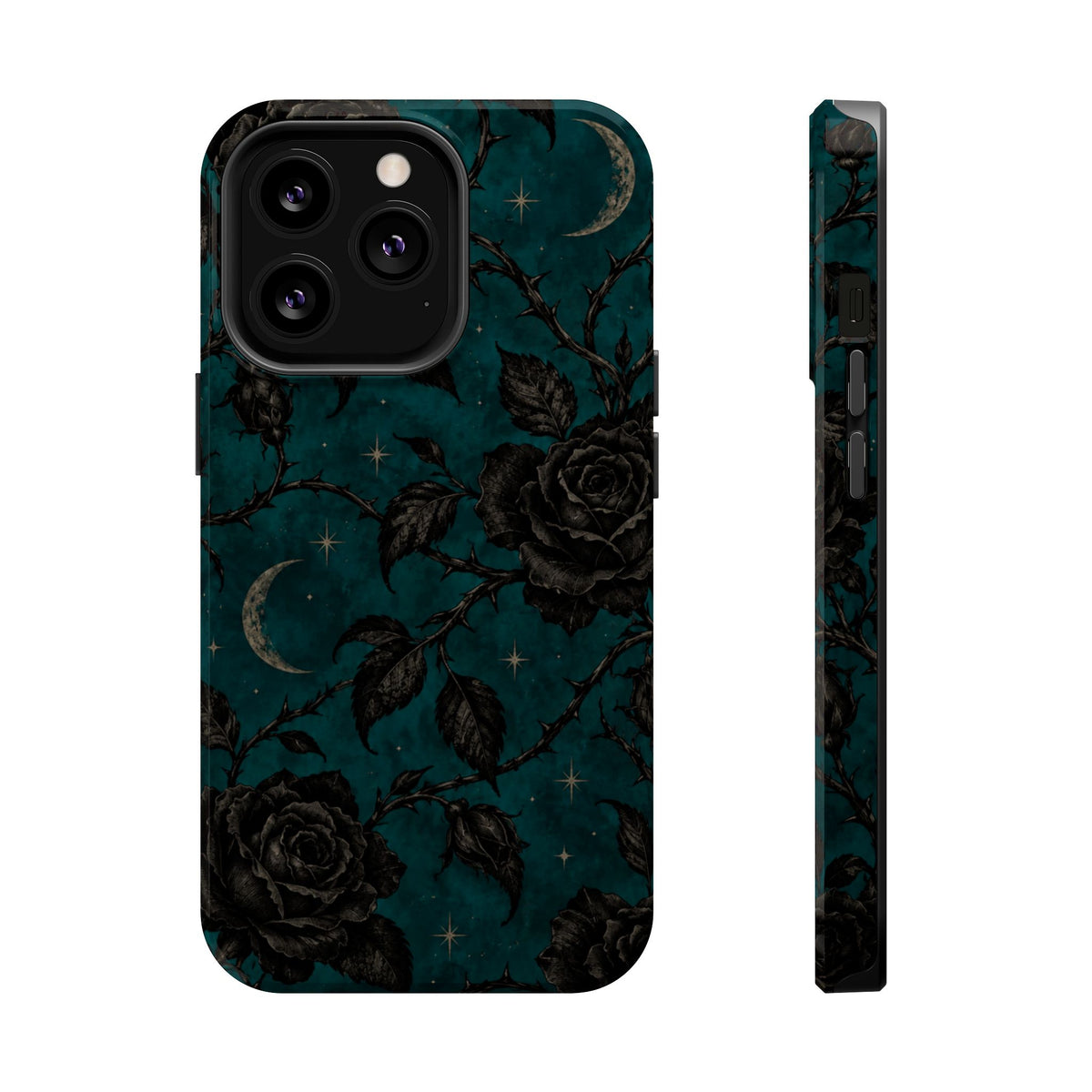 Teal Moon & Black Rose Magnetic Phone Case, alternate view