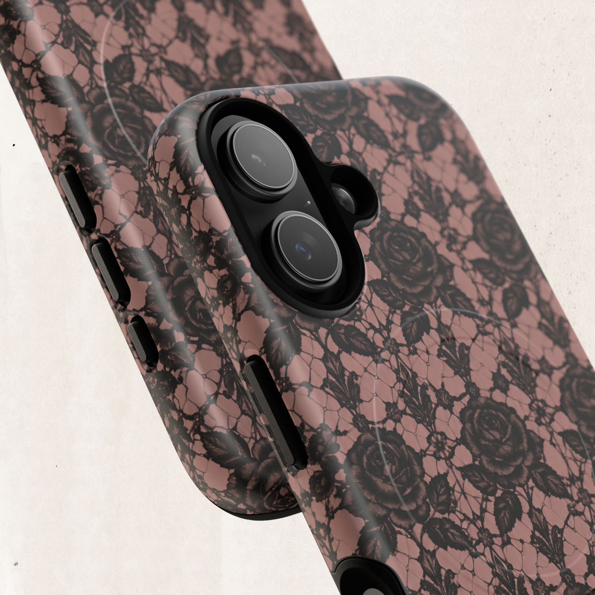 Vintage Black Lace Rose Pattern Phone Case