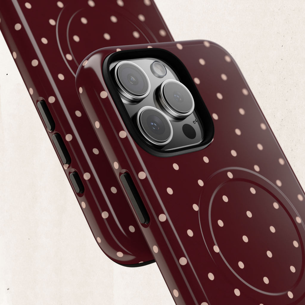 Burgundy Polka Dot Magnetic Phone Case Printify