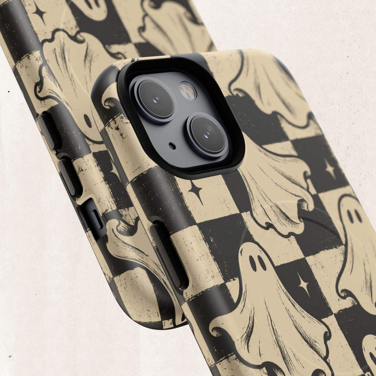 Ghost Checker Tough Magnetic Phone Case — Retro Spooky iPhone Cover Printify