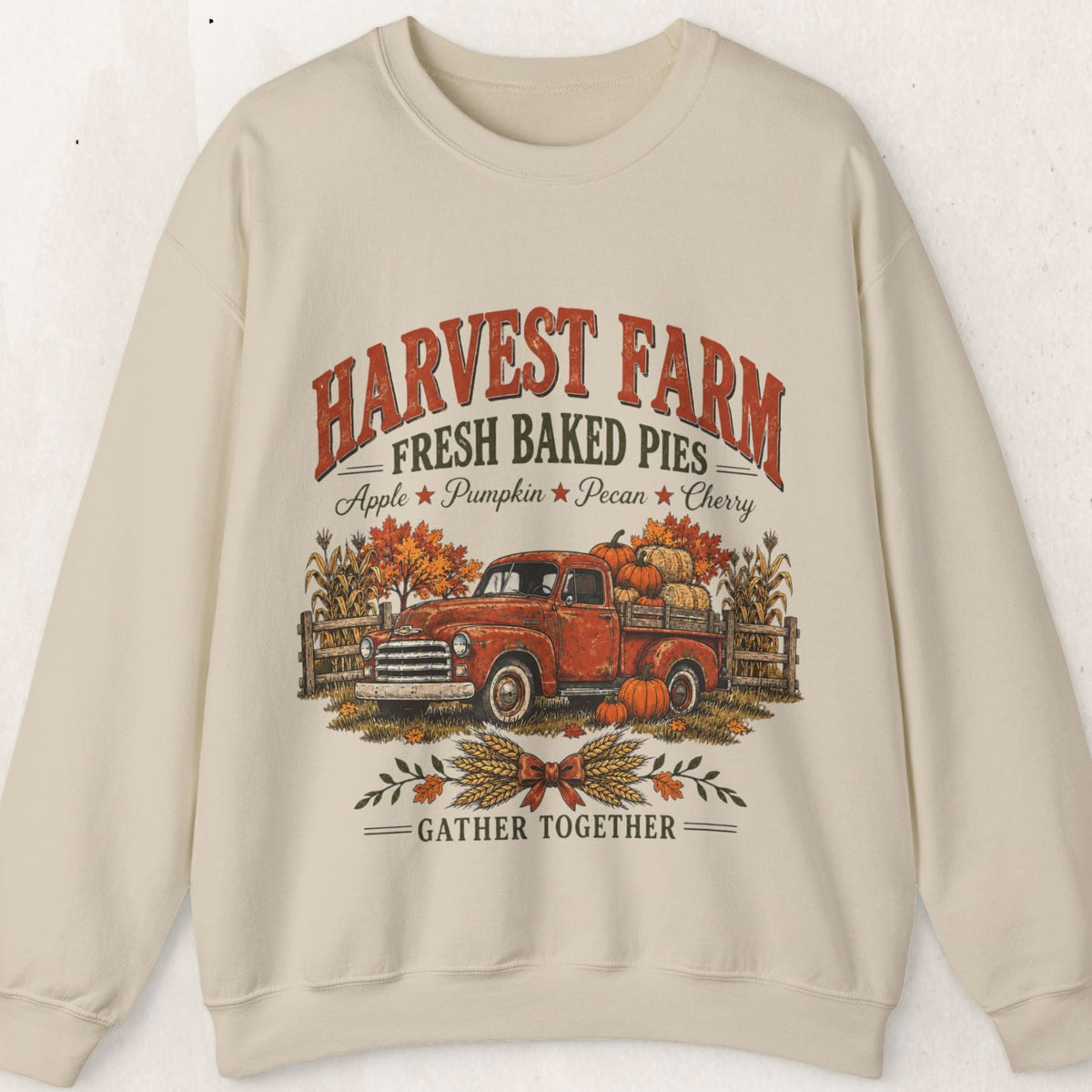 Harvest Farm Fresh Baked Pies Vintage Truck Sweatshirt, Thanksgiving Pumpkin Crewneck