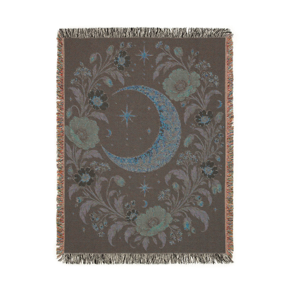 Celestial Moon and Floral Woven Blanket Printify
