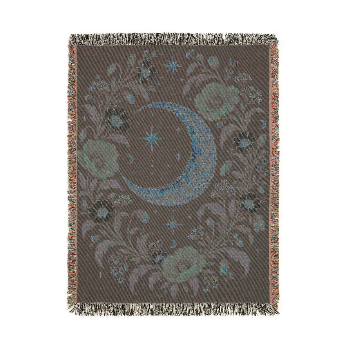 Celestial Moon and Floral Woven Blanket Printify