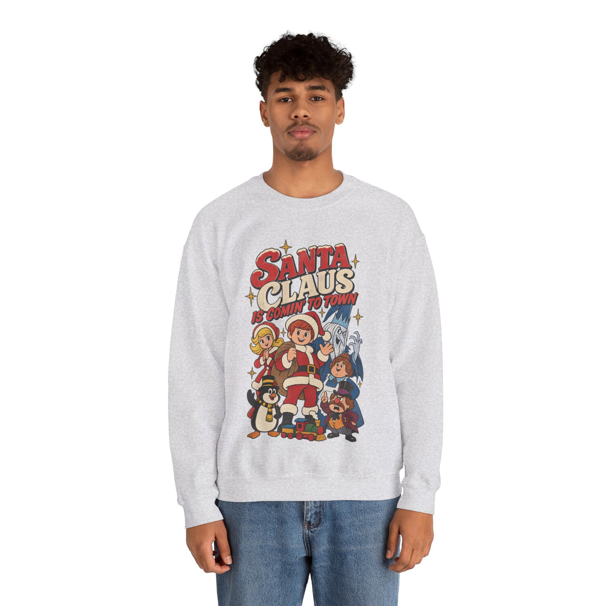 Santa Claus Is Comin' to Town Crewneck Sweatshirt in Ash, alternate view