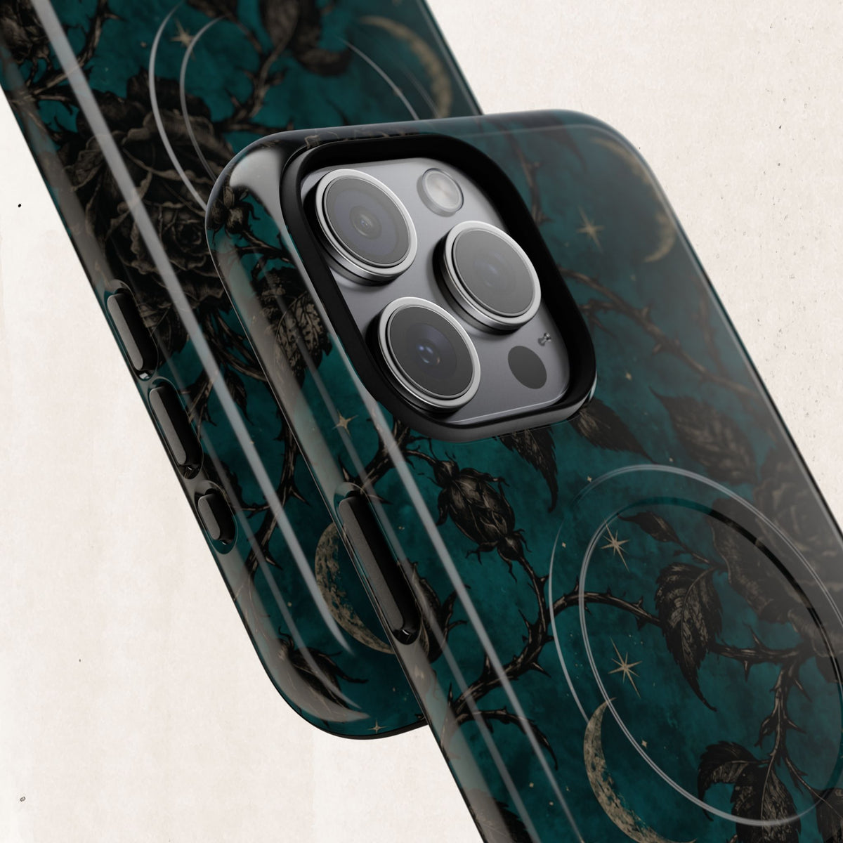 Teal Moon & Black Rose Tough Protective Case