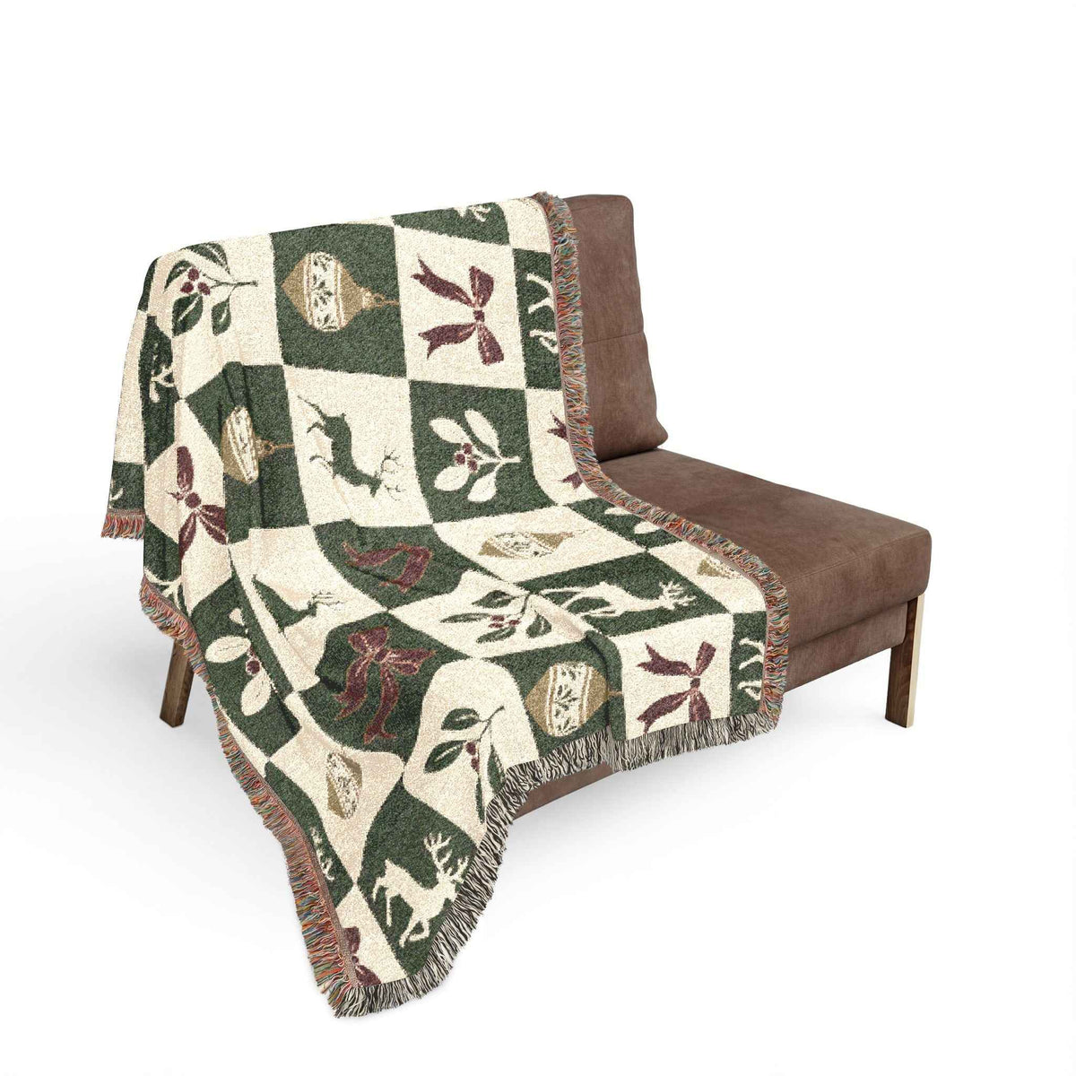 Holiday Reindeer & Ornaments Woven Blanket, alternate view