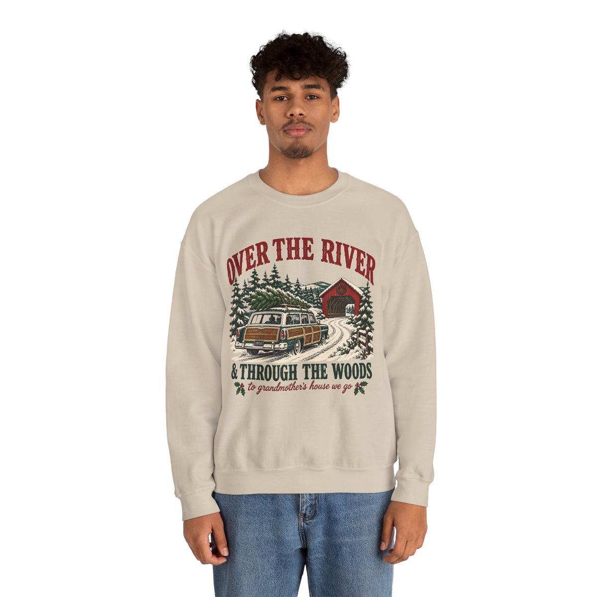 Over the River and Through the Woods Christmas Sweatshirt, Christmas Cabin Crewneck