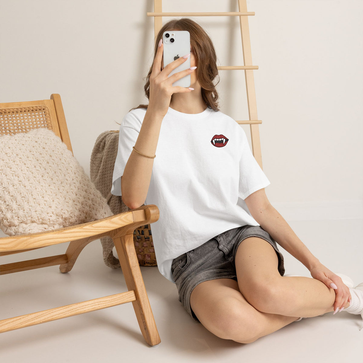 Embroidered Vampire Fangs Tee
