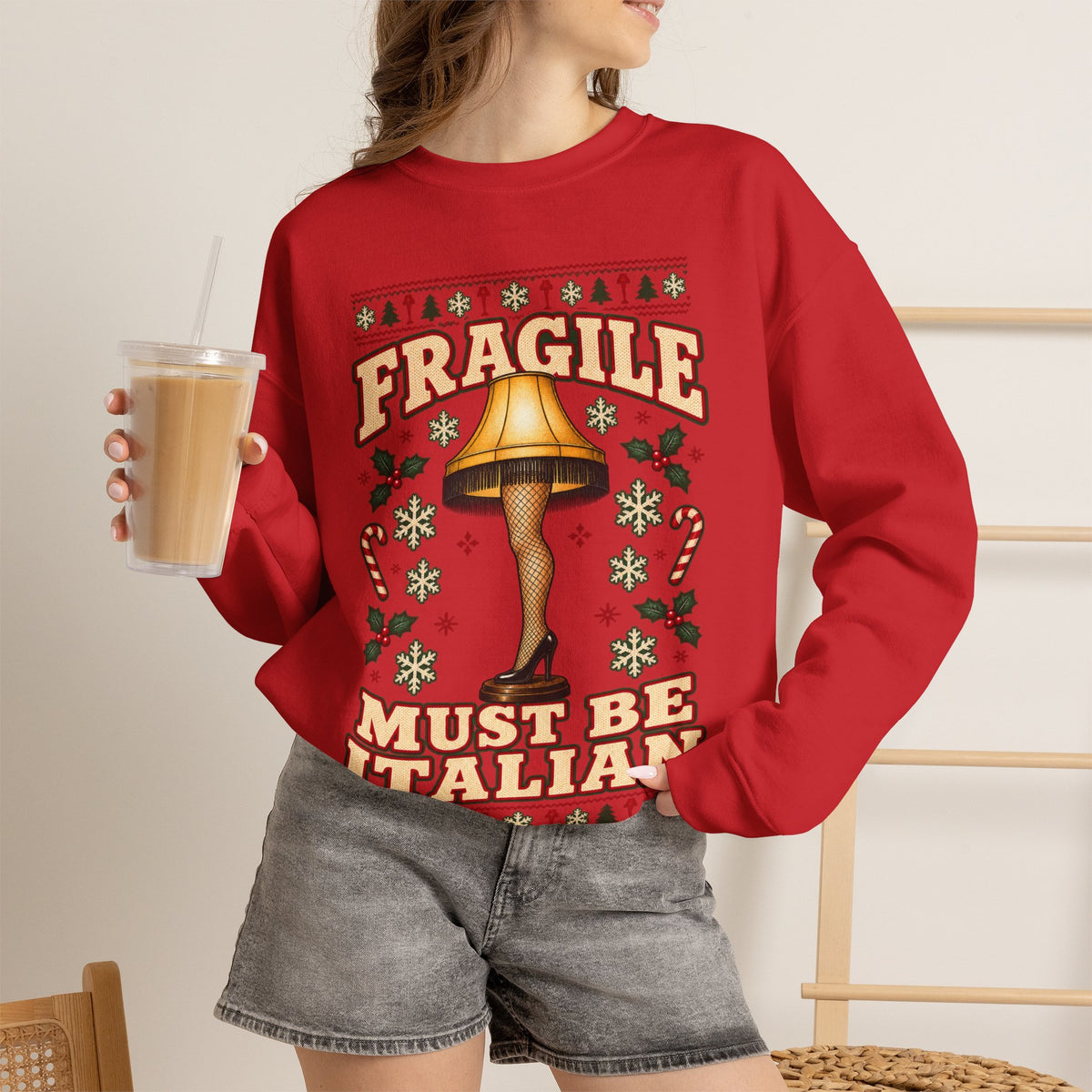 A Christmas Story 'Fragile! Must Be Italian' Sweatshirt in Red, alternate view