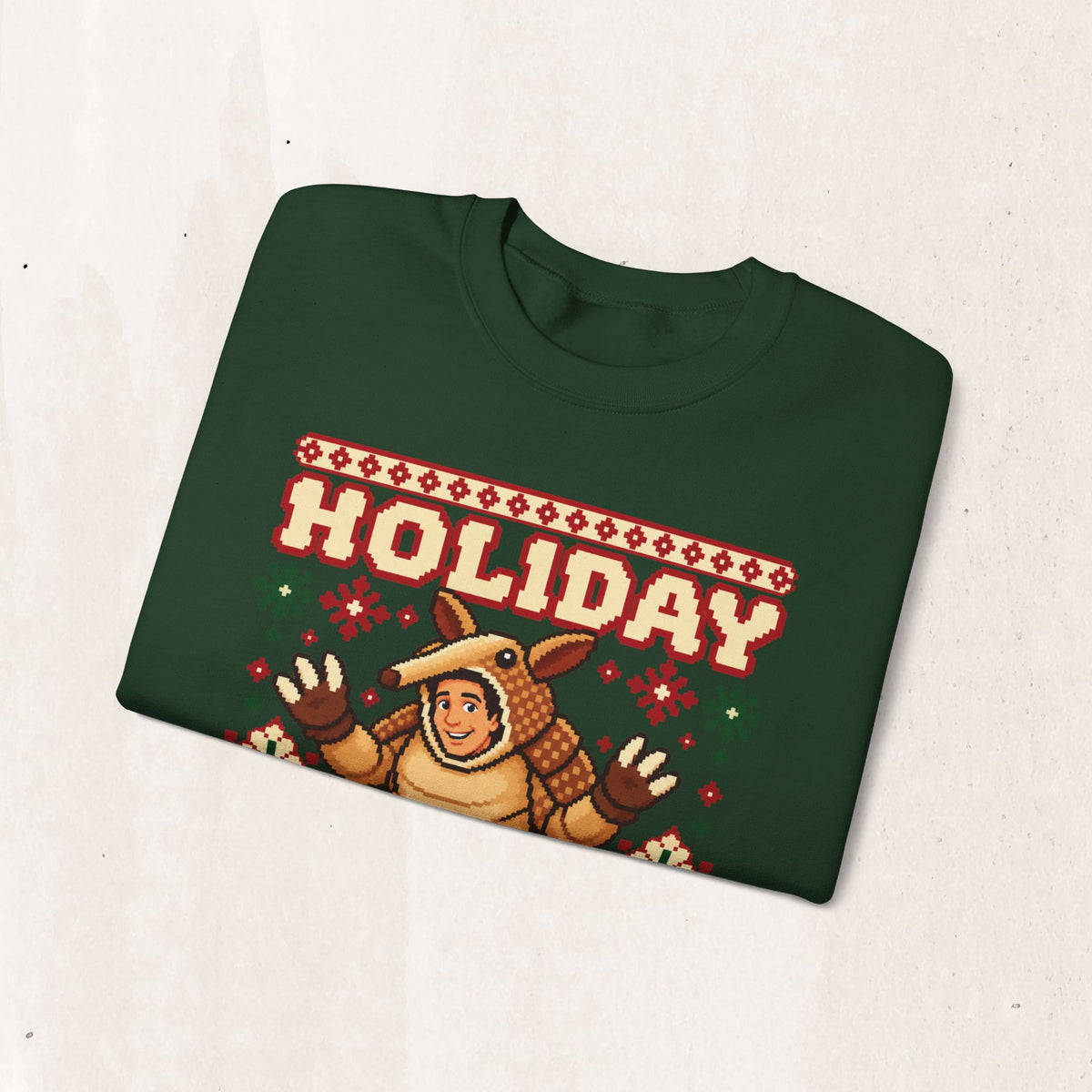 Holiday Armadillo Christmas Crewneck Sweatshirt in Red, alternate view